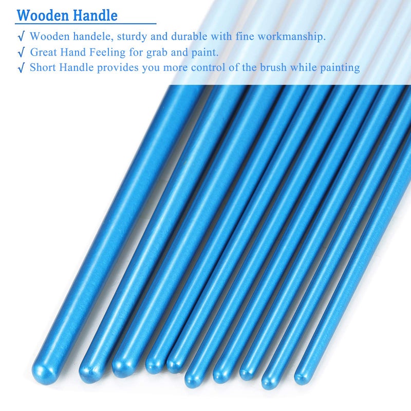 BOSOBO Paint Brush Sets, 10 Pack 100 Pcs Pointed-Round Tip Paintbrushes Nylon Hair Artist Acrylic Paint Brushes for Acrylic Watercolor Oil, Face Art, Model, Miniature Detailing & Rock Painting, Blue - Image 5